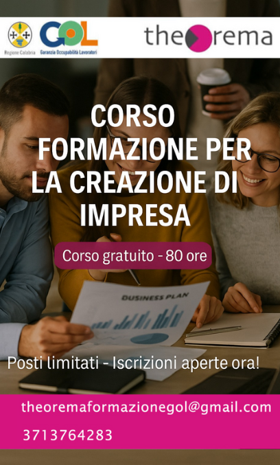 Locandina Avviso 4 Lavoro e Inclusione, corso creazione d'impresa - Theorema
