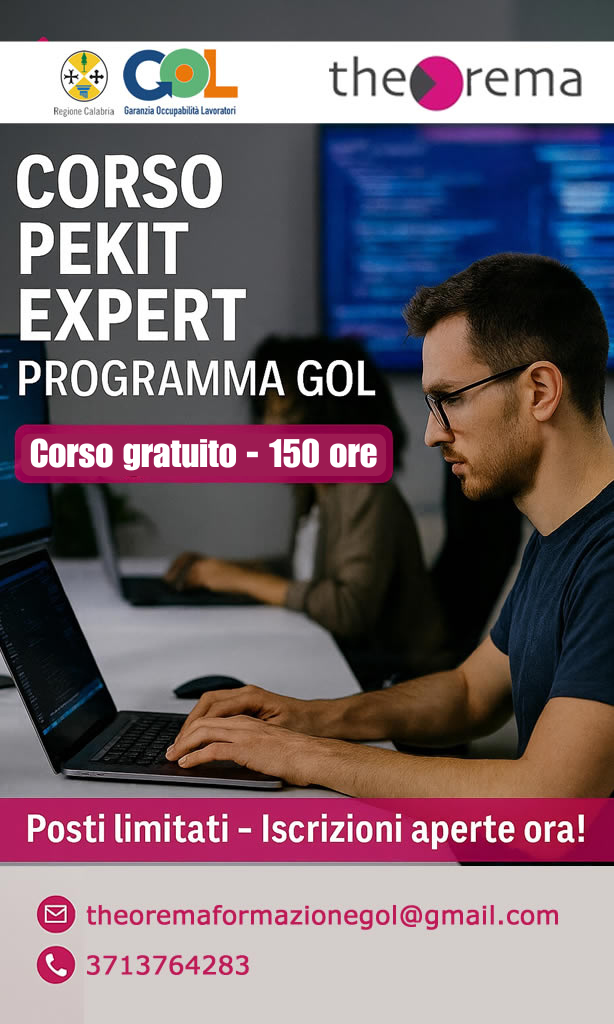 Locandina corso gratuito PEKIT Expert - Programma GOL Theorema